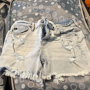 KanCan Frayed Light Blue Jean Shorts